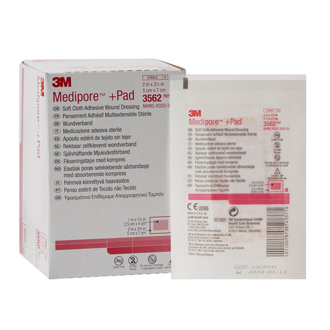 3M | Wound Dressing, 2" x 2¾", Pad Size 1" x 1½" | 3562-50