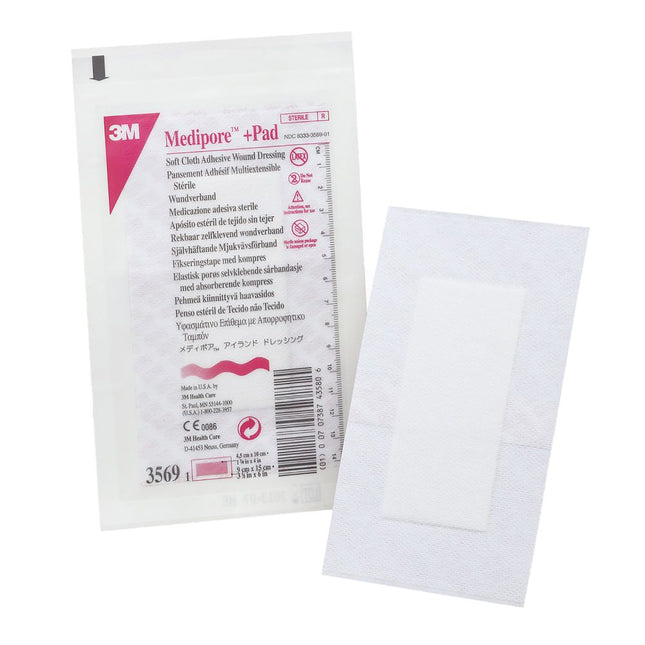 3M | Wound Dressing, 3½" x 6", Pad Size 1¾" x 4" | 3569-25