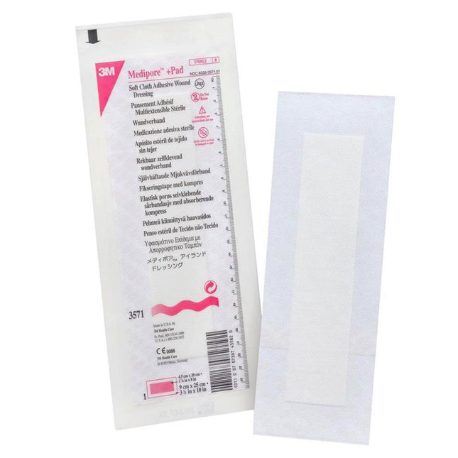 3M | Wound Dressing, 3½" x 10", Pad Size 1¾" x 8" | 3571-25