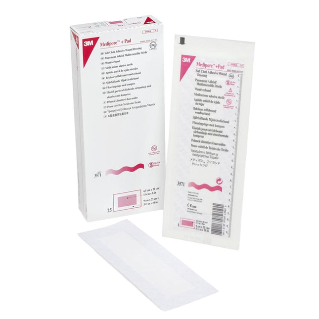 3M | Wound Dressing, 3½" x 10", Pad Size 1¾" x 8" | 3571-25