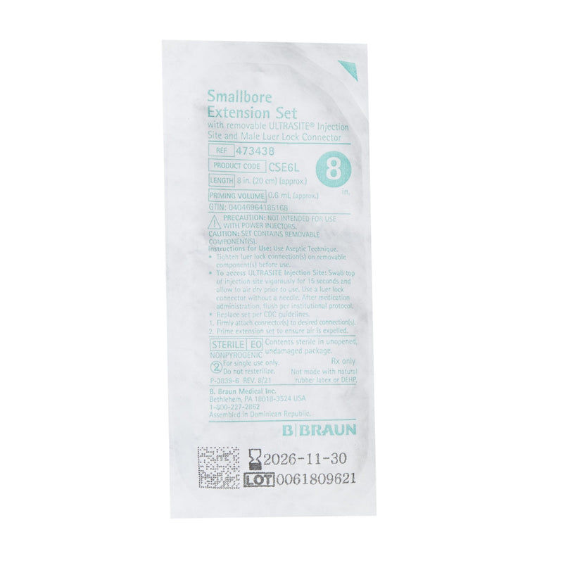 IV Extension Set Needle-Free Port Small Bore 8 Inch Tubing Without Filter 473438