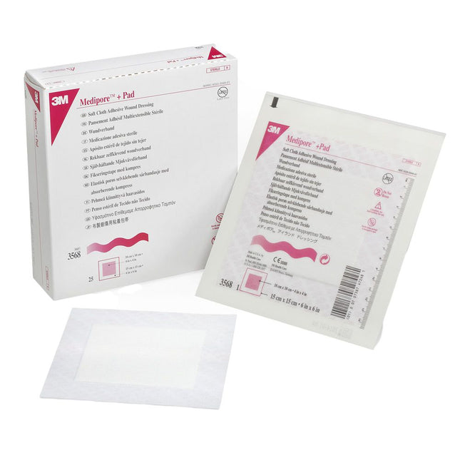 3M | Wound Dressing, 6" x 6", Pad Size 4" x 4½" | 3568-100