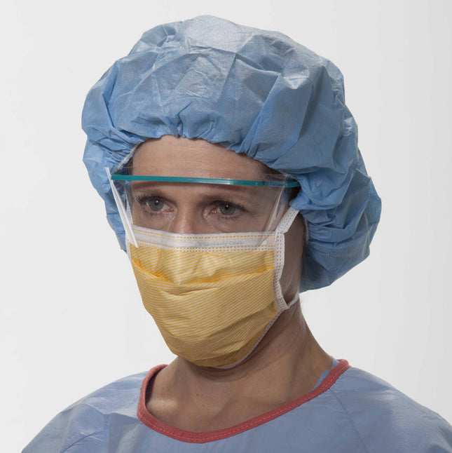 O&M Halyard Inc | Surgical Mask FluidShield Anti-fog Foam Pleated Tie Closure One Size Fits Most Orange NonSterile ASTM Level 3 Adult | 48207-BX/50