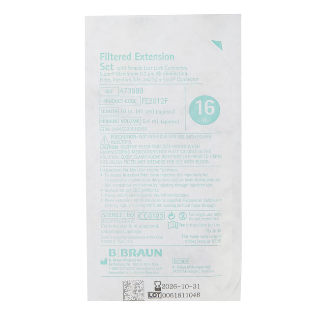 B. Braun Medical | IV Extension Set FilterFlow 16 Inch Tubing With Filter | 473989