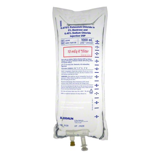 Replacement Preparation Potassium Chloride / Dextrose 5% / Sodium Chloride 0.45% 10 mEq / 1,000 mL IV Solution Flexible Bag 1,000 mL L6340