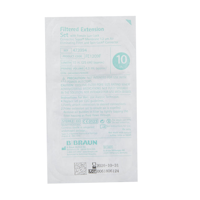 B. Braun Medical | IV Extension Set Standard Bore 10 Inch Tubing With Filter | 473994-50