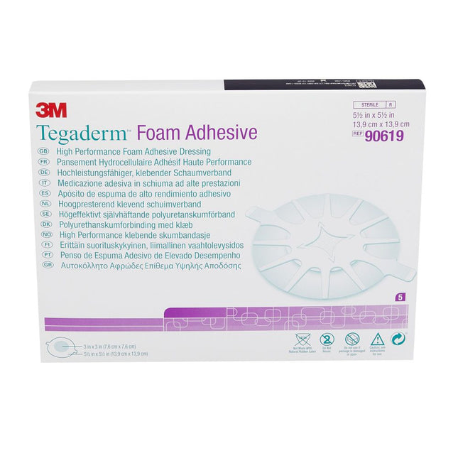 3M | Foam Adhesive Dressing, 5 ½" x 5 ½", Heel Design | 90619-5