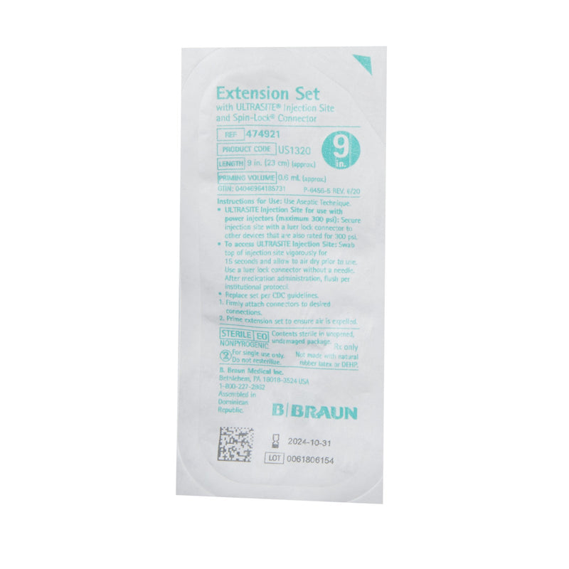 IV Extension Set UltraSite Needle-Free Port Small Bore 9 Inch Tubing Without Filter Sterile 474921-50