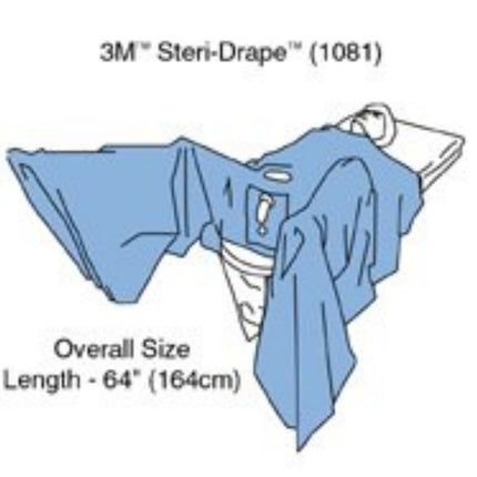 Steri-Drape TUR Drape, 64", Absorbent Impervious Material, Abdominal Adhesive Aperture, Elastic Aperture, Neoprene Finger Cot, Fluid Collection Pouch with Filter & Exit Port | 1081-2-H | SurgiMac
