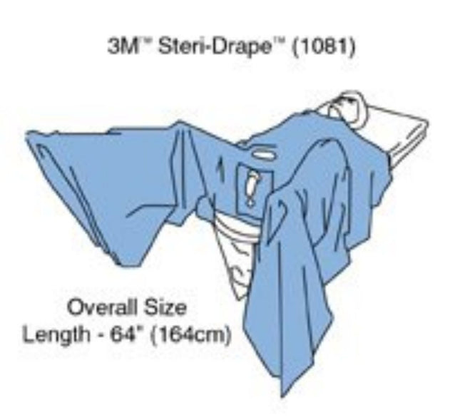 3M | Steri-Drape TUR Drape, 64", Absorbent Impervious Material, Abdominal Adhesive Aperture, Elastic Aperture, Neoprene Finger Cot, Fluid Collection Pouch with Filter & Exit Port | 1081-2-H