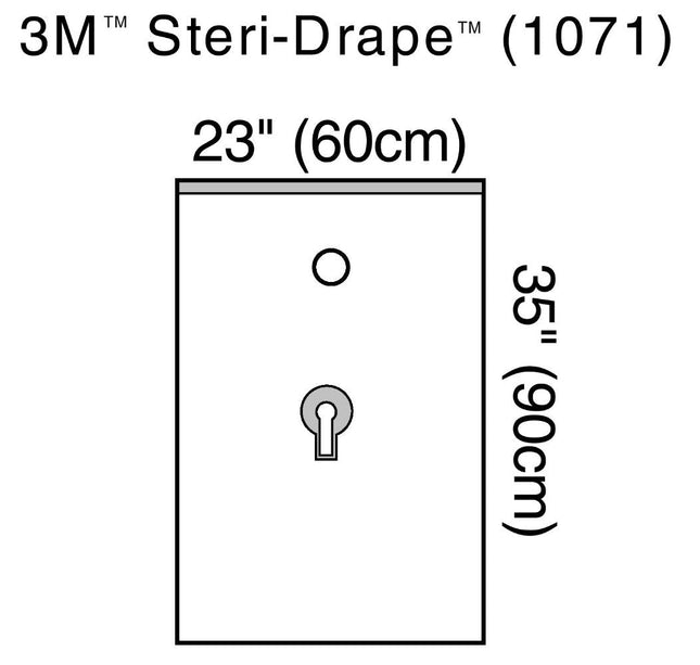 3M | Urology Drape, 23" x 95", Adhesive Strip, 2" Circle Aperture, Finger Cot with Adhesive | 1071-40