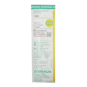 Peripheral IV Catheter Introcan Safety 24 Gauge 0.75 Inch Sliding Safety Needle 4252500-02-50