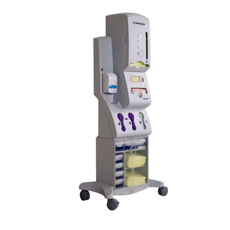 PPE Dispenser Rolling Stand White 19.6 X 17.3 X 50-1/2 Inch Powder-Coated Steel 29902-1