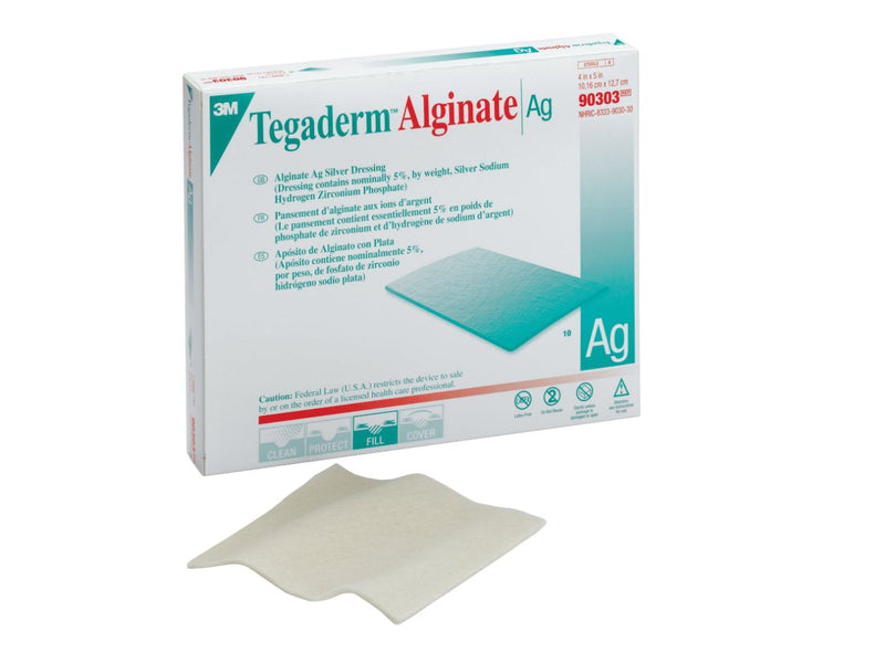 3M Calcium Alginate Dressing with Silver Tegaderm Alginate Ag 4 X 5 inch #90303 3M Calcium Alginate Dressing with Silver Tegaderm Alginate Ag 4 X 5 inch #90303