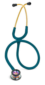Pediatric Stethoscope, 28", Rainbow Finish Chestpiece, Caribbean Blue Tubing 2153