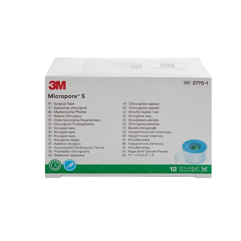 Medical Tape 3M Micropore S Blue 1 Inch X 5-1/2 Yard Silicone NonSterile 2770-1