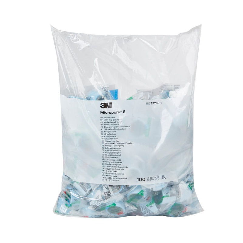 Medical Tape 3M Micropore S Blue 1 Inch X 1-1/2 Yard Silicone NonSterile 2770S-1-Bx