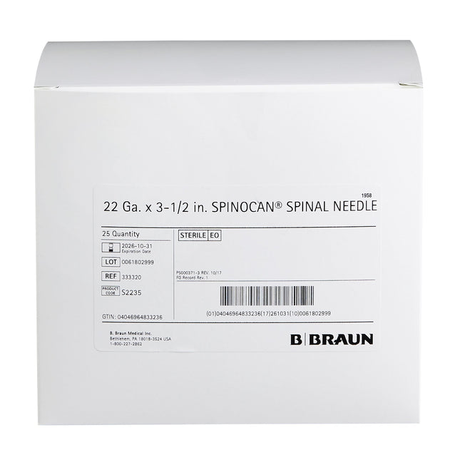 B. Braun Medical | Spinal Needle Spinocan 3-1/2 Inch 22 Gauge Quincke Style | 333320-25