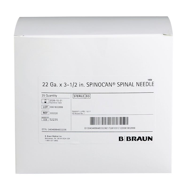 Spinal Needle Spinocan 3-1/2 Inch 22 Gauge Quincke Style 333320-25