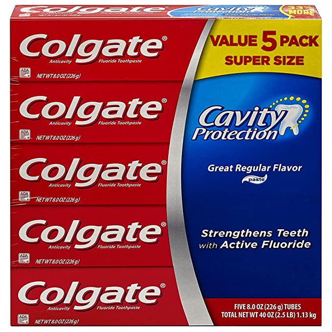 Colgate Cavity Protection Toothpaste with Fluoride, 5 pk./8 oz. - Regular Flavor 63650