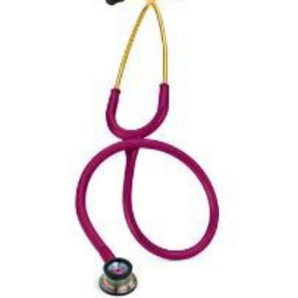 Infant Stethoscope, 28", Rainbow Finish Chestpiece, Raspberry Tubing | 2157 | SurgiMac