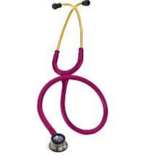 Infant Stethoscope, 28", Rainbow Finish Chestpiece, Raspberry Tubing 2157