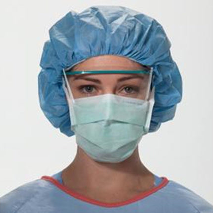 Surgical Mask FluidShield Anti-fog Foam Pleated Tie Closure Green NonSterile ASTM Level 1 Adult