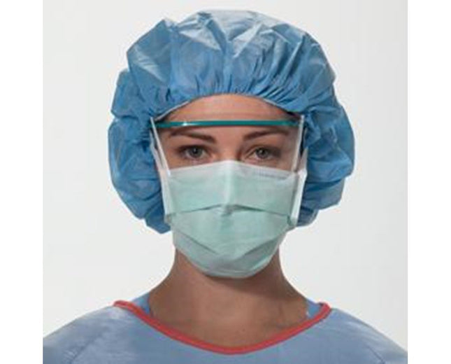 O&M Halyard Inc | Surgical Mask FluidShield Anti-fog Foam Pleated Tie Closure Green NonSterile ASTM Level 1 Adult | 28806