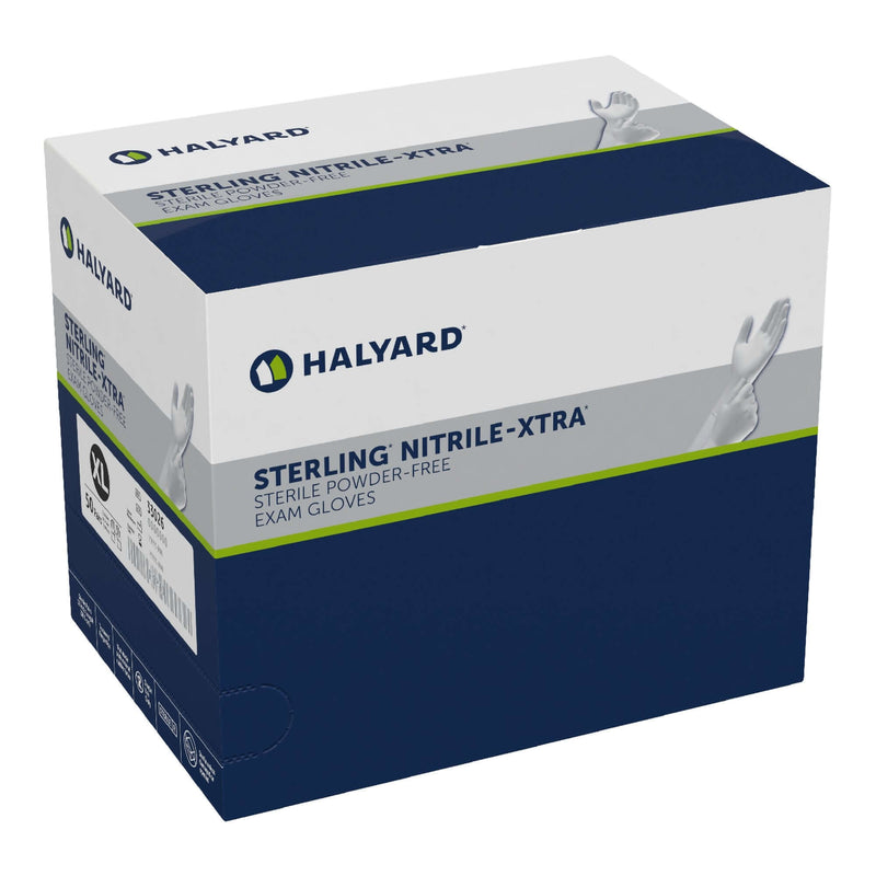 Exam Glove STERLING-XTRA® Sterile Pair Nitrile Extended Cuff Length Textured Fingertips Gray Not Rated 33026