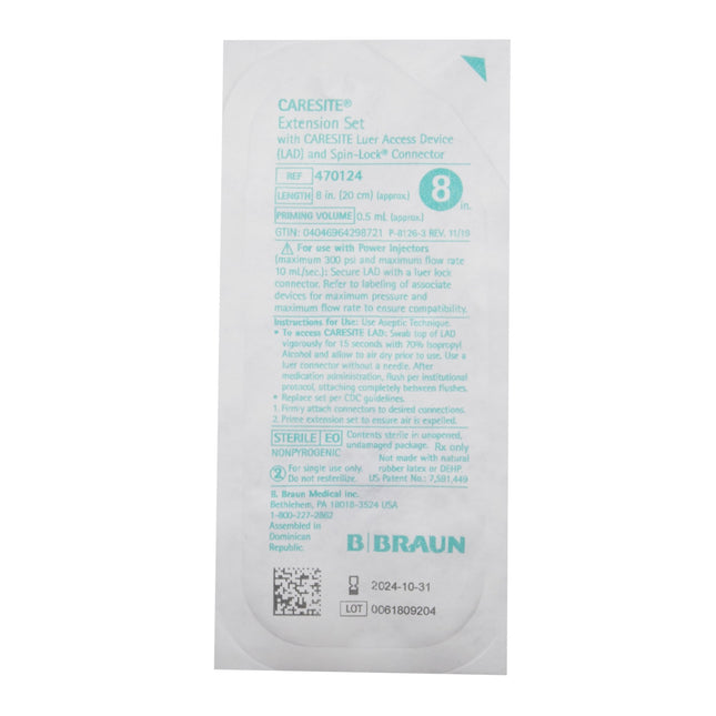 B. Braun Medical | IV Extension Set Caresite Needle-Free Port Standard Bore 8 Inch Tubing Without Filter Sterile | 470124