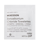 Sanitizing Skin Wipe McKesson Individual Packet BZK (Benzalkonium Chloride) Unscented 100 Count 269-1