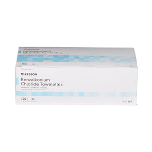 Sanitizing Skin Wipe McKesson Individual Packet BZK (Benzalkonium Chloride) Unscented 100 Count 269-1