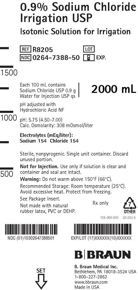 Irrigation Solution 0.9% Sodium Chloride Not for Injection Flexible Bag 2,000 mL R8205