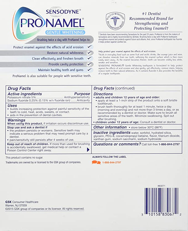 Sensodyne | Sensodyne Pronamel Gentle Whitening Fluoride Toothpaste, 4 ct. | 253780