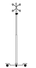 IV Stand Piggyback Hook 5-Hook 4 Legs with Heavy-Duty Casters N7514