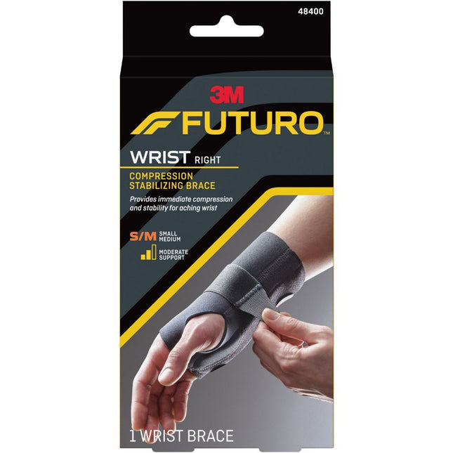 3M | FUTURO Compression Stabilizing Wrist Brace, Right Hand,Small/ Medium | 48400ENR-12