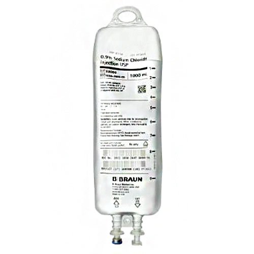 B. Braun Replacement Preparation Sodium Chloride, Preservative Free 0.9% IV Solution Flexible Bag 1,000 mL E8000-1