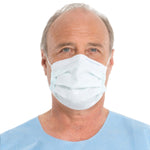 Surgical Mask FluidShield Anti-fog Foam Pleated Earloops White NonSterile ASTM Level 1 Adult 41802-50