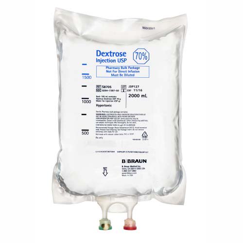 B. Braun Medical | Caloric Agent Dextrose / Water 70% IV Solution Pharmacy Bulk Package 2,000 mL | S8705