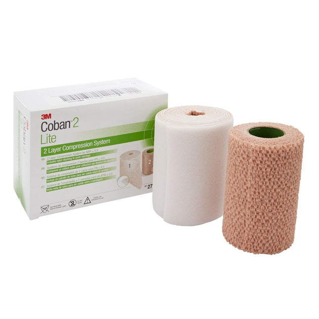 3M | Lite Compression System Includes: Roll 1 Comfort Layer 4" x 2.9 yds, Upstretched, Roll 2 Compression Layer 4" x 5.1 yds, Fully Stretched, Green | 2794N