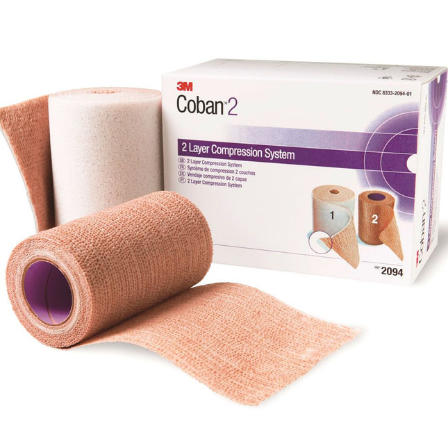 3M | Compression System Includes: Roll 1 Comfort Layer 4" x 2.9 yds, Unstretched, Roll 2 Compression Layer 4" x 5.1 yds, Fully Stretched | 2094N