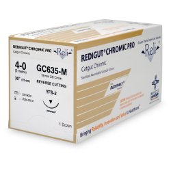 Absorbable Suture with Needle Reli Chromic Gut MFFS-2 3/8 Circle Reverse Cutting Needle Size 4 - 0 GC635-M