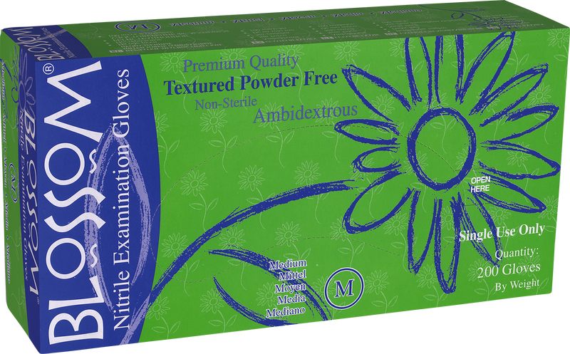 Blossom White Nitrile Powder Free Textured Exam Gloves BM 48585-N-PF