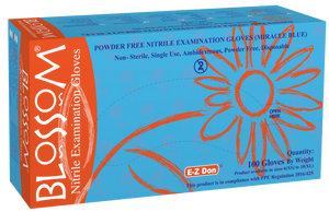 Blossom Miracle Blue EZ Don Nitrile PF Exam Gloves BM 42377-DON-N-PF