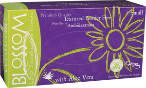 Blossom Latex Powder Free Textured Exam Gloves with Aloe Vera BM 11225-PF-AV