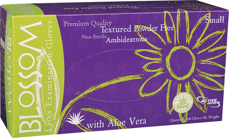 Blossom Latex Powder Free Textured Exam Gloves with Aloe Vera BM 11225-PF-AV