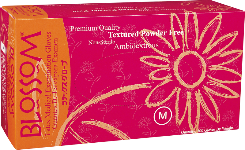 Blossom Latex Powder Free Textured Exam Gloves BM 6225-LTX-PF