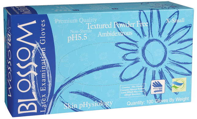 Blossom Latex Powder Free Textured Exam Gloves with pH5.5 | BM 14326-PF-PH5.5 | Mexpo International Inc | SurgiMac