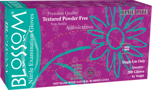 Blossom Blue Lite Nitrile Powder Free Textured Exam Gloves BM 46205-N-PF