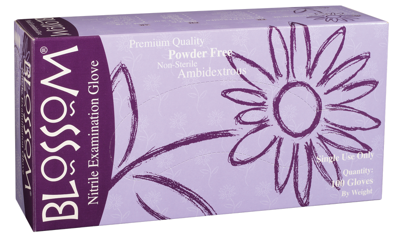 Blossom Teal Blue Nitrile Powder Free Textured Exam Gloves BM 45226-N-PF